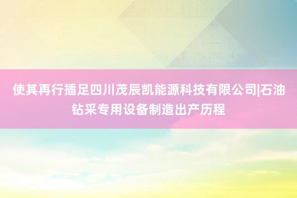 使其再行插足四川茂辰凯能源科技有限公司|石油钻采专用设备制造出产历程