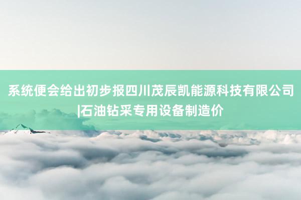 系统便会给出初步报四川茂辰凯能源科技有限公司|石油钻采专用设备制造价